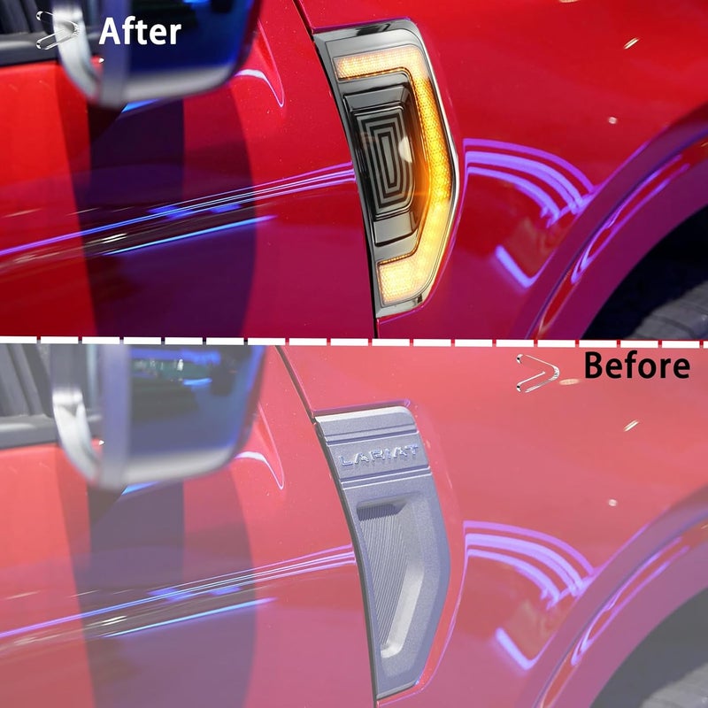 ZDEERAOTO LED Front Side Marker Light DRL Amber Sequential Turn Signal Lamp 2 in 1 Function Feature Kit for Ford Maverick 2022 2023 2024 2025 Fender Trim Rocker Panel OEM Trim Accessories - Image 3